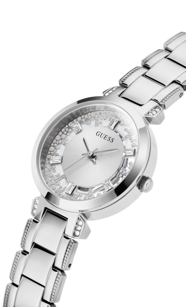 Guess Orologio Acciaio Solo Tempo Quadrante Silver