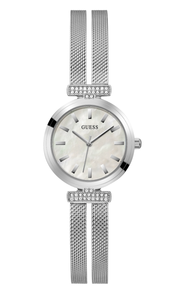 Guess Orologio Acciaio Solo Tempo Quadrante Silver