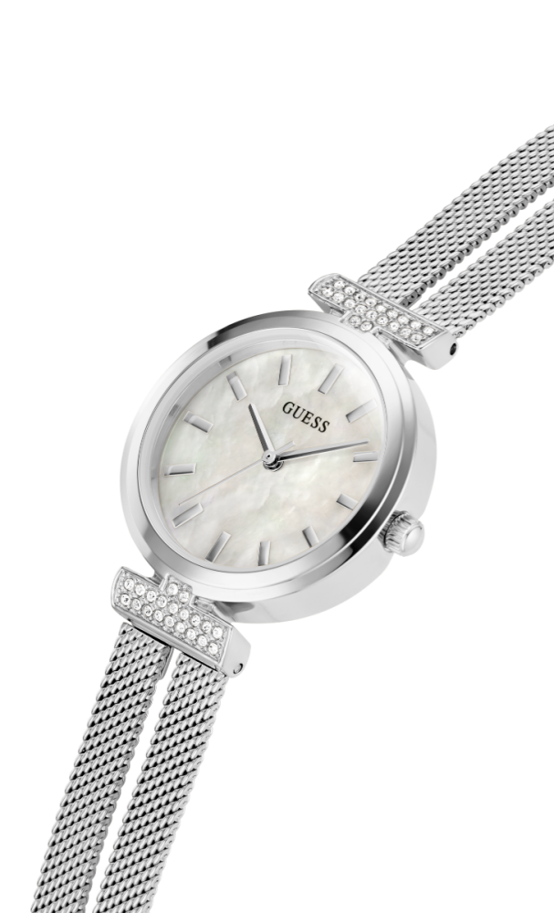 Guess Orologio Acciaio Solo Tempo Quadrante Silver