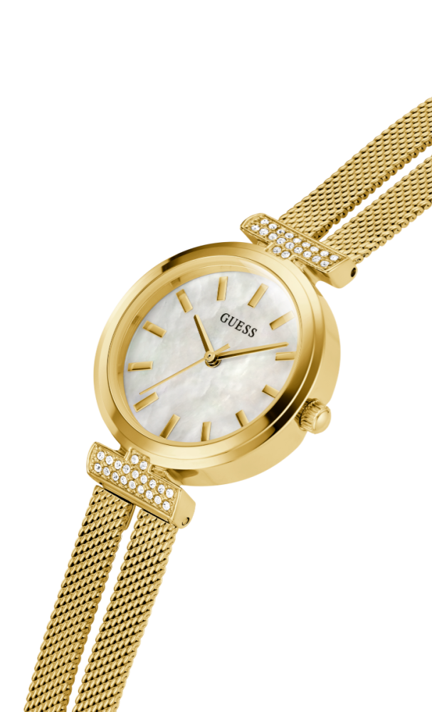 Guess Orologio Acciaio Gold Solo Tempo Quadrante Silver