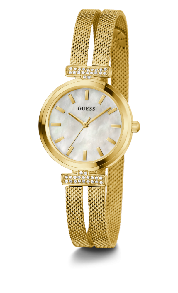 Guess Orologio Acciaio Gold Solo Tempo Quadrante Silver