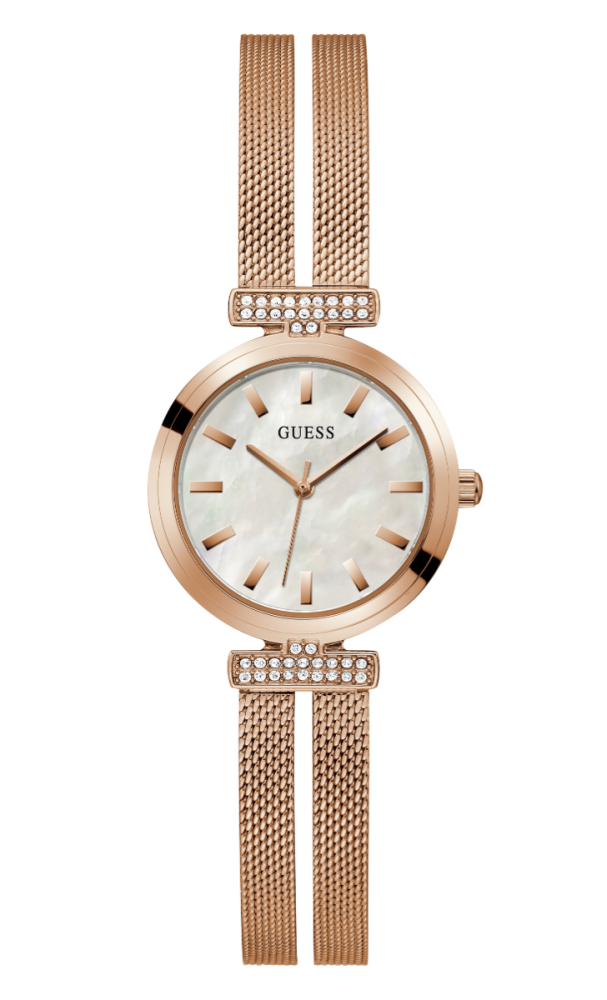 Guess Orologio Acciaio Rosè  Solo Tempo Quadrante Silver