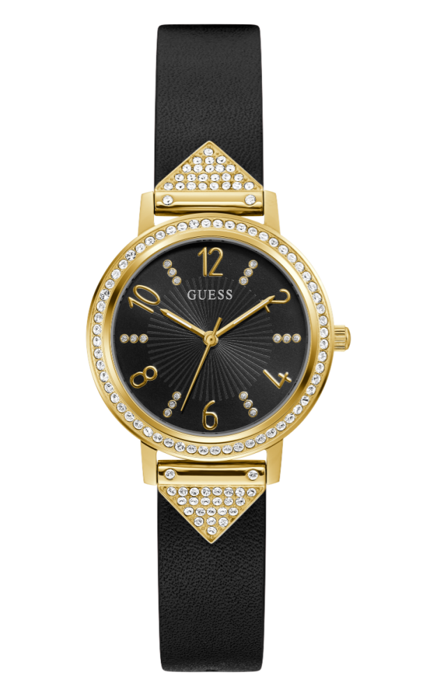 Guess Orologio Acciaio Gold Solo Tempo Quadrante Nero