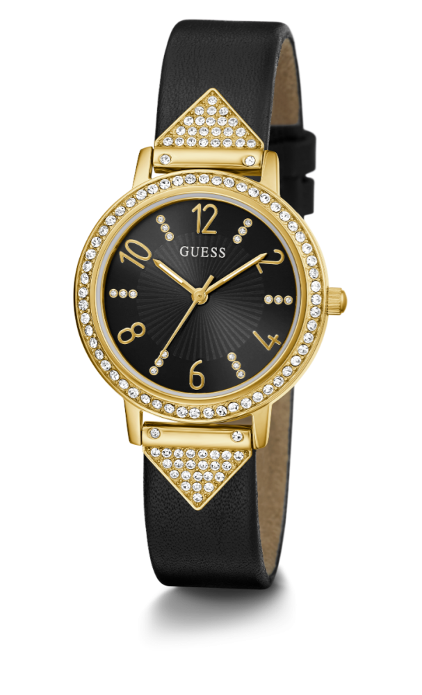 Guess Orologio Acciaio Gold Solo Tempo Quadrante Nero