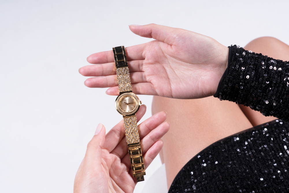 Guess Orologio Acciaio Gold Solo Tempo Quadrante Gold