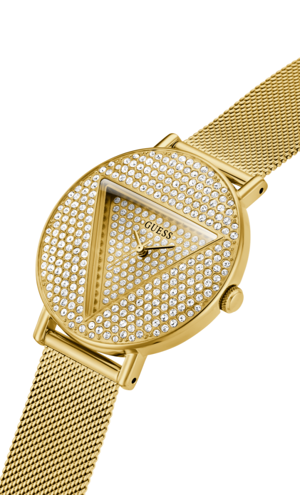 Guess Orologio Acciaio Gold Solo Tempo Quadrante Zirconato