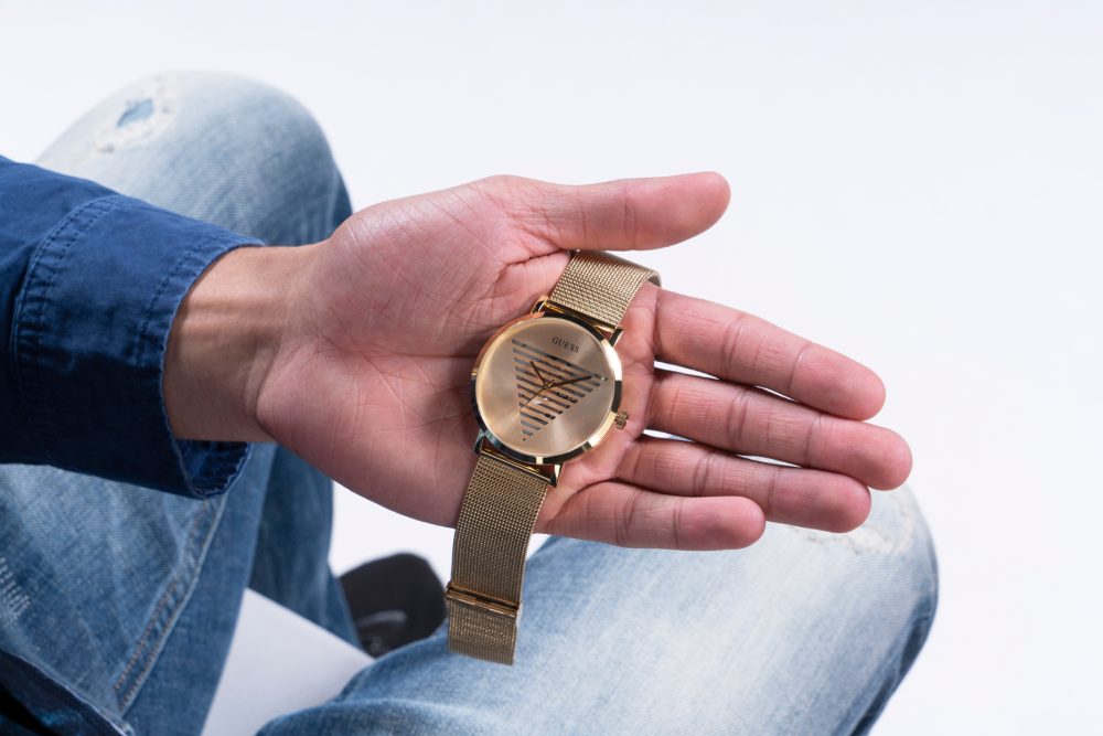Guess Orologio Acciaio Gold Solo Tempo Quadrante Gold