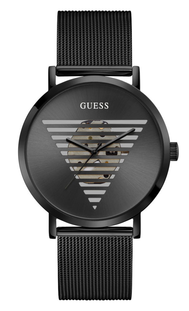 Guess Orologio Acciaio Nero Solo Tempo Quadrante Nero