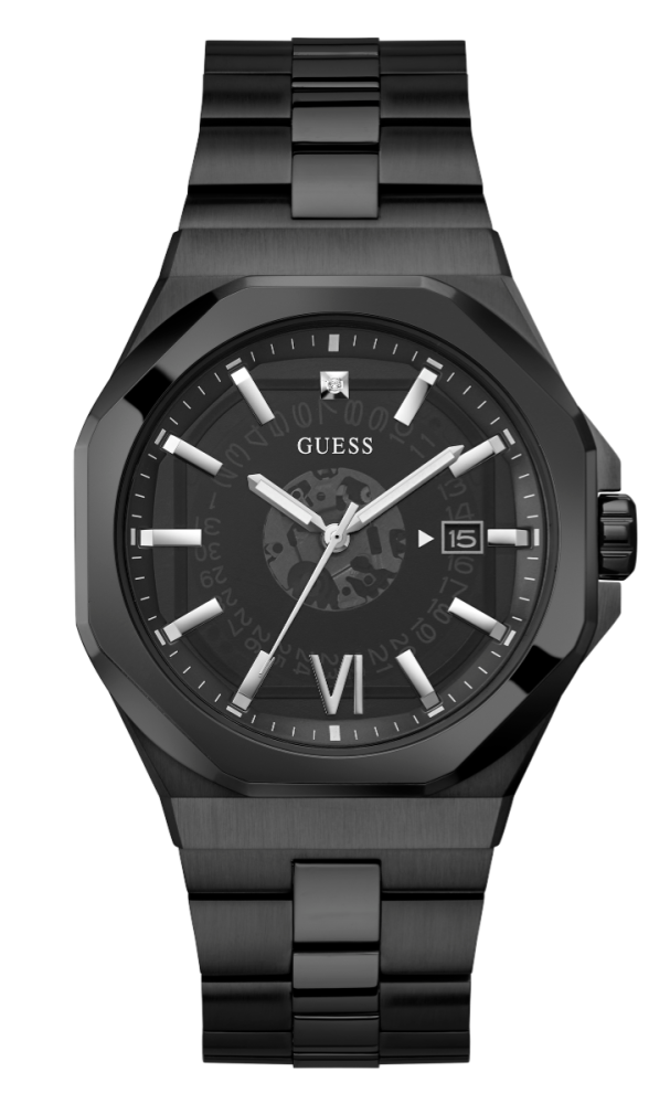 Guess Orologio Solo Tempo Acciaio Ip Nero