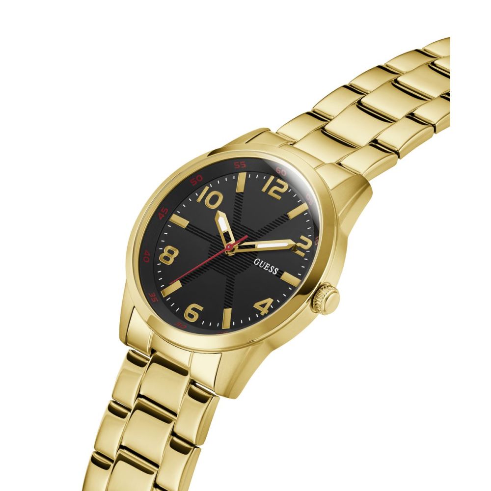 Guess Orologio Solo Tempo Acciaio Gold Quadrante Nero Monte
