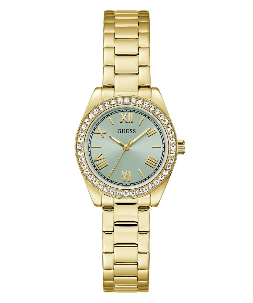 Guess Orologio Solo Tempo Acciaio Gold Quadrante Verde