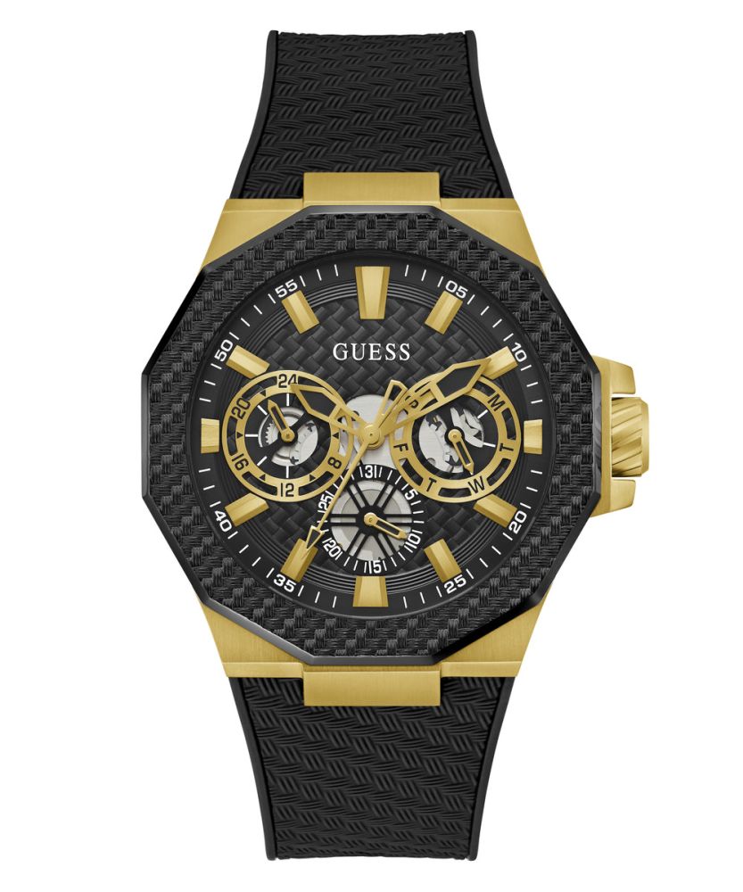 Guess Orologio Cronografo Acciaio Nero e Silicone