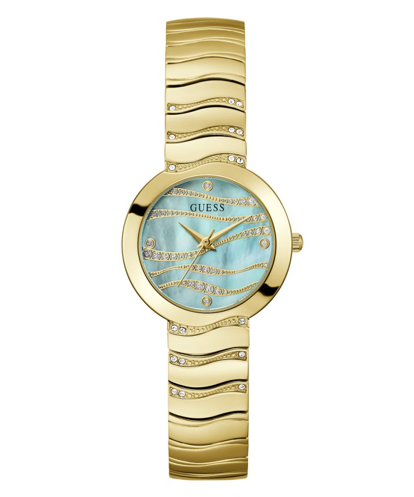 Guess Orologio Solo Tempo Acciaio Gold Quadrante Verde