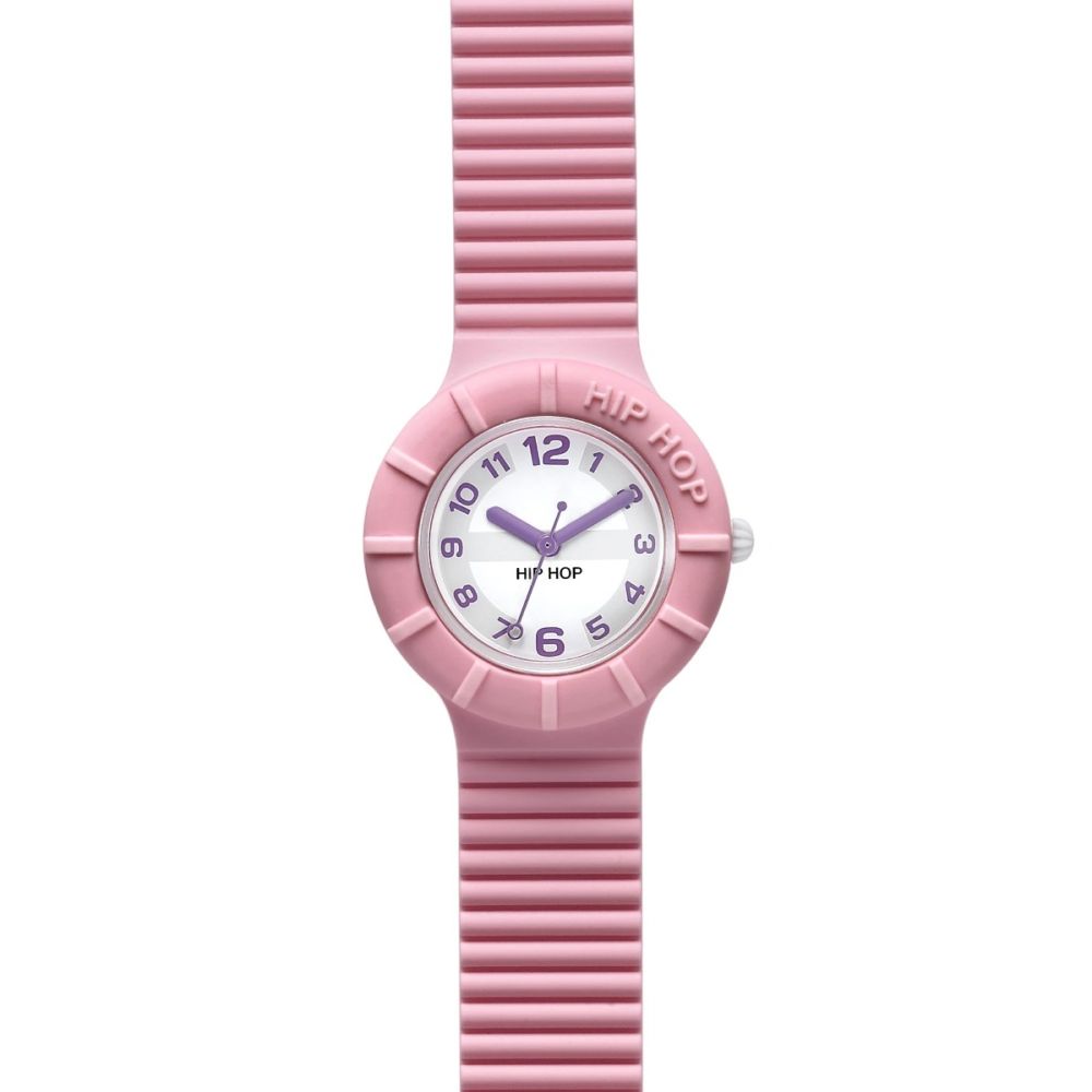 Hip Hop Solo Tempo Silicone Rosa Quadrante Bianco 