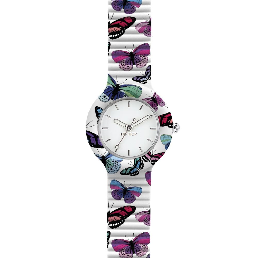 Hip Hop Solo Tempo Silicone Con Farfalle Quadrante Bianco
