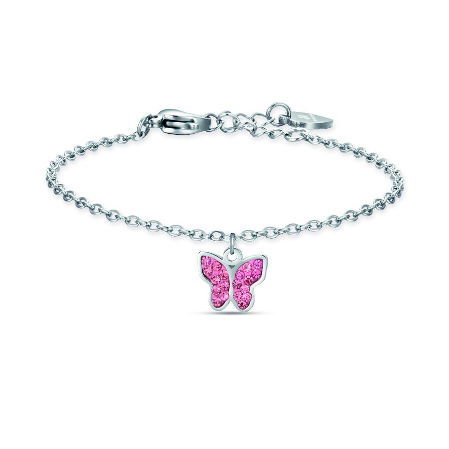Luca Barra Bracciale Kids Acciaio Farfalla con Cristalli