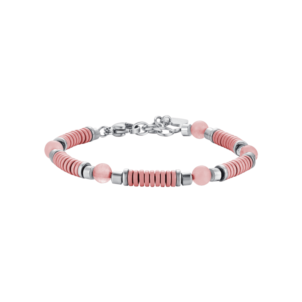 LUca Barra Bracciale Kids Pietre e Smalto Rosa