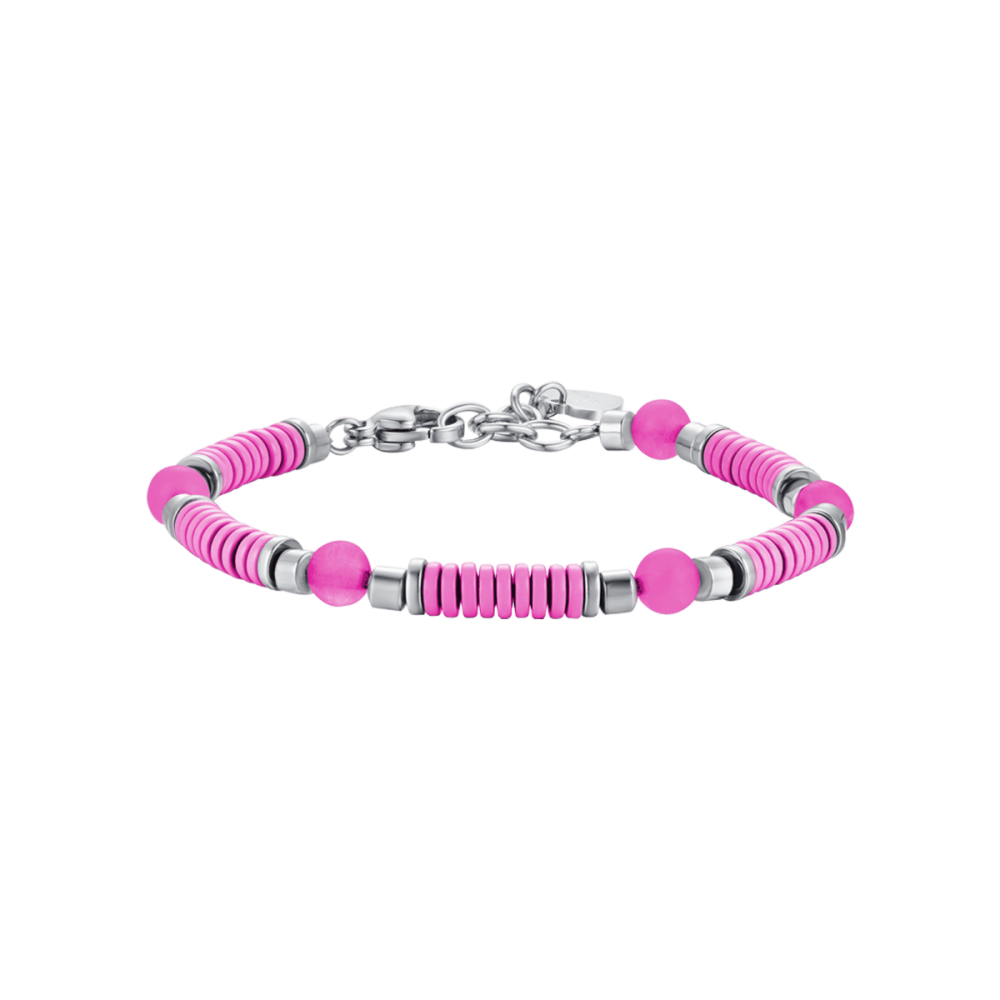 LUca Barra Bracciale Kids Pietre e Smalto Fucsia
