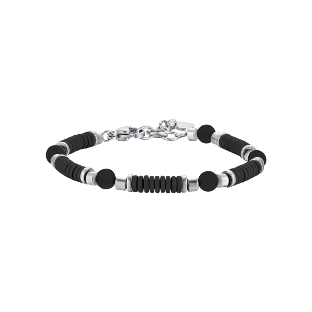 LUca Barra Bracciale Kids Pietre e Smalto Nero