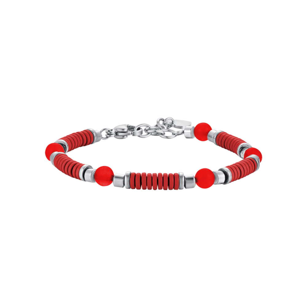 Luca Barra Bracciale Kids Pietre e Smalto Rosso