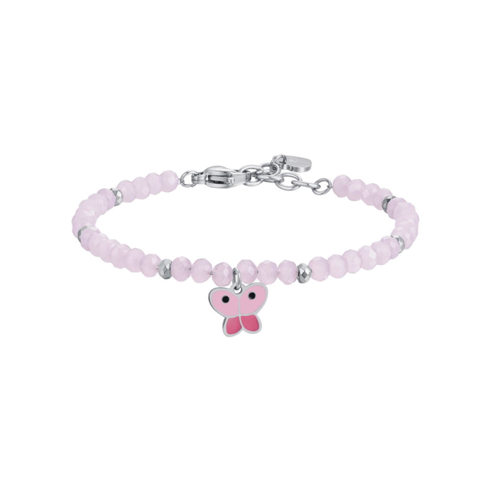 Luca Barra Bracciale Kids Pietre Rosa e Farfalla