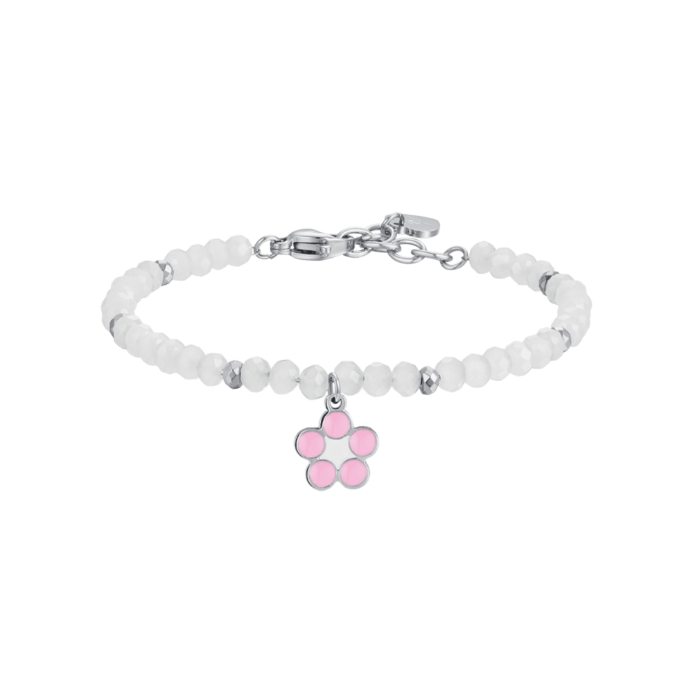 Luca Barra Bracciale Kids Pietre Bianche e Fiore