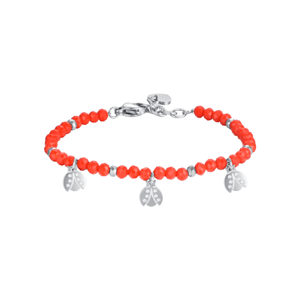 Luca Barra Bracciale Kids Pietre Rosse e Coccinelle