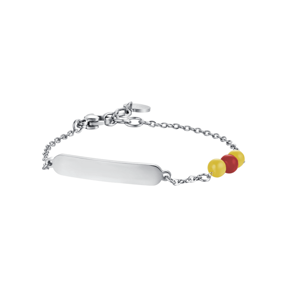 Luca Barra Bracciale Kids Piastra e Pietre Gialle e Rosse