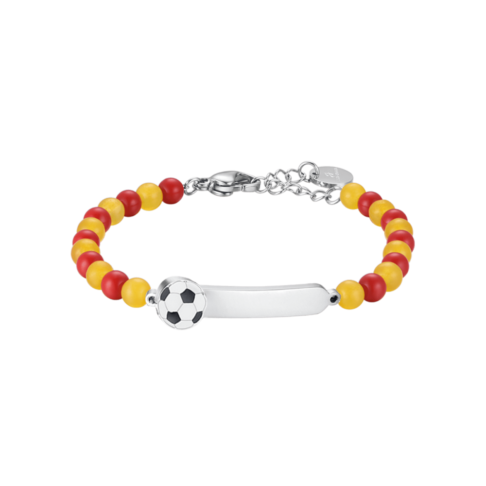 Luca Barra Bracciale Kids Piastra e Pietre Rosse e Gialle