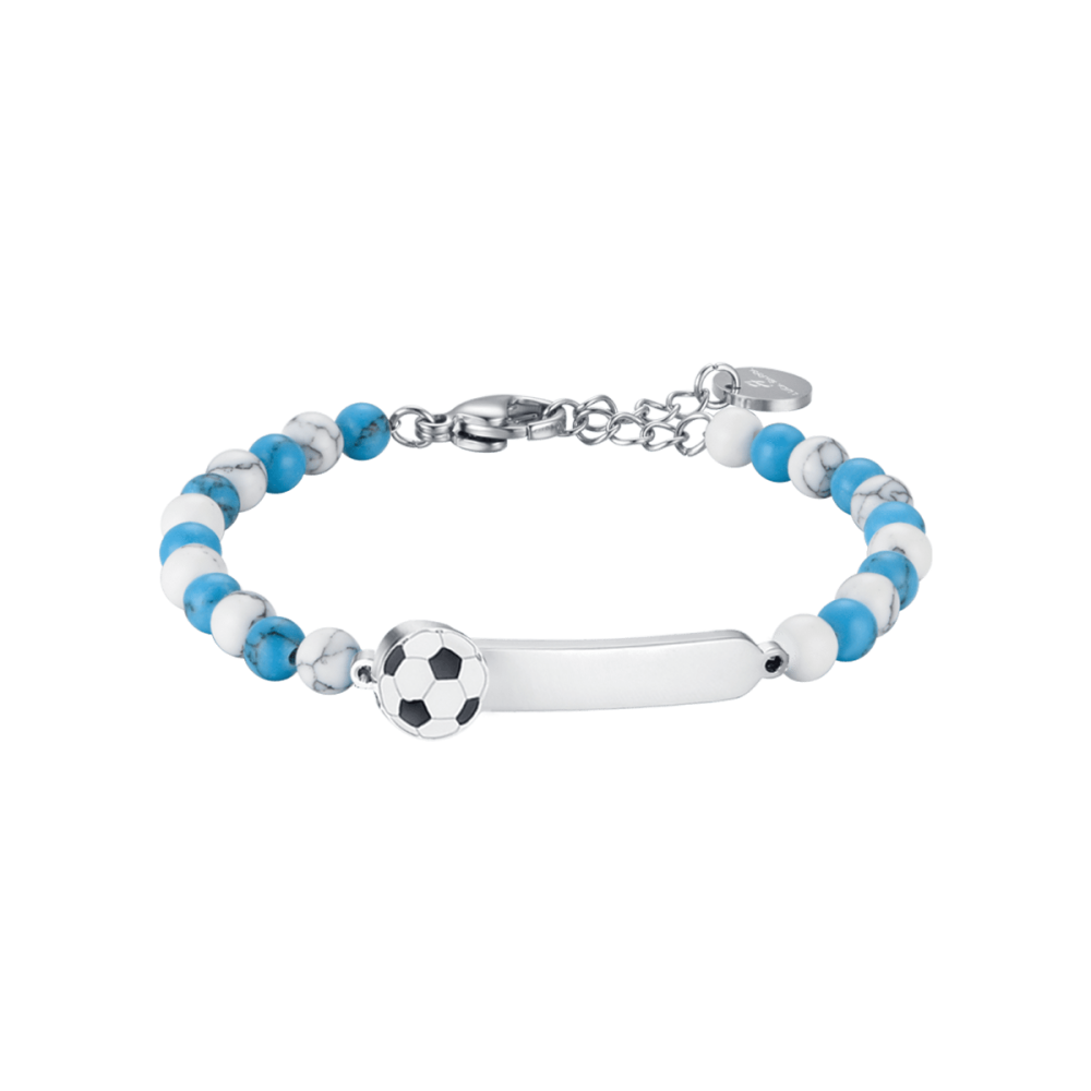 Luca Barra Bracciale Kids Piastra e Pietre Azzurre e Bianche