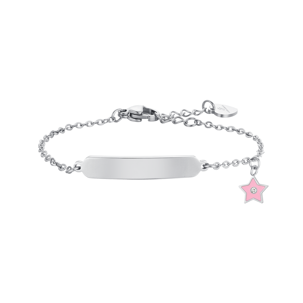 Luca Barra Bracciale Acciaio Piastra e Stella Rosa