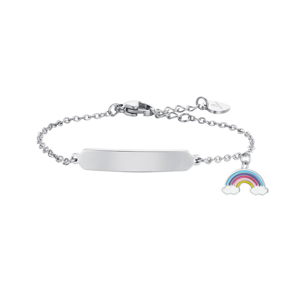 Luca Barra Bracciale Acciaio Piastra e Arcobaleno