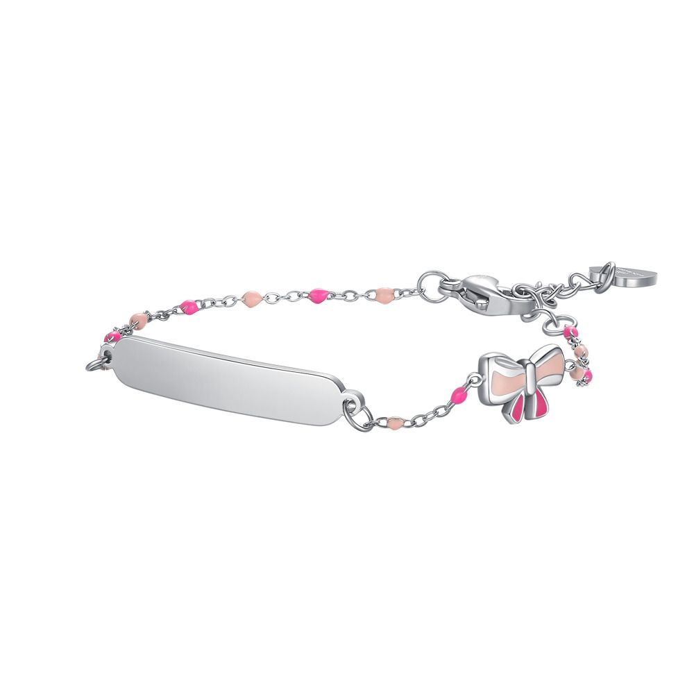 Luca Barra Bracciale Acciaio Piastra e Fiocco Smaltato