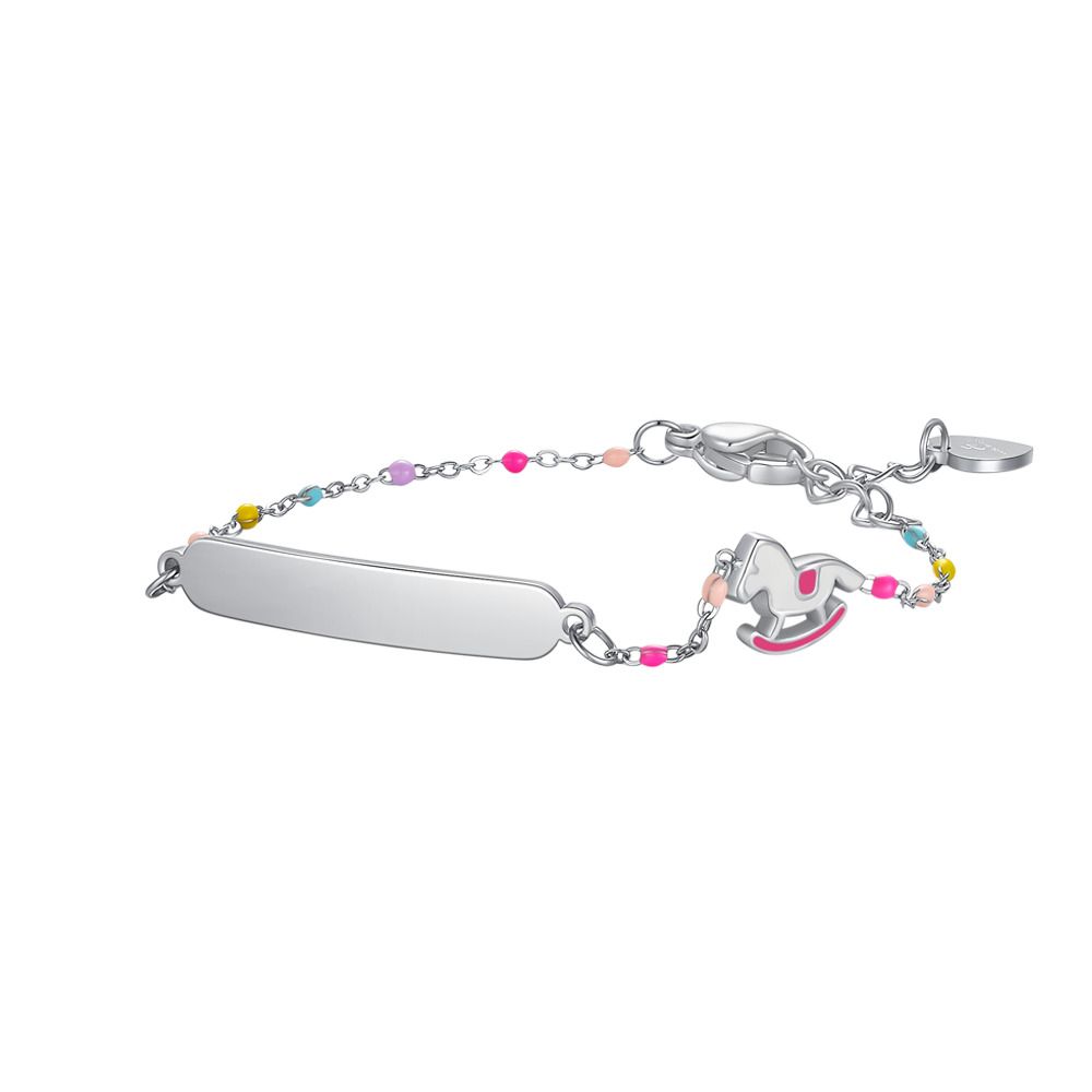 Luca Barra Bracciale Acciaio Piastra e Cavalluccio Smaltato