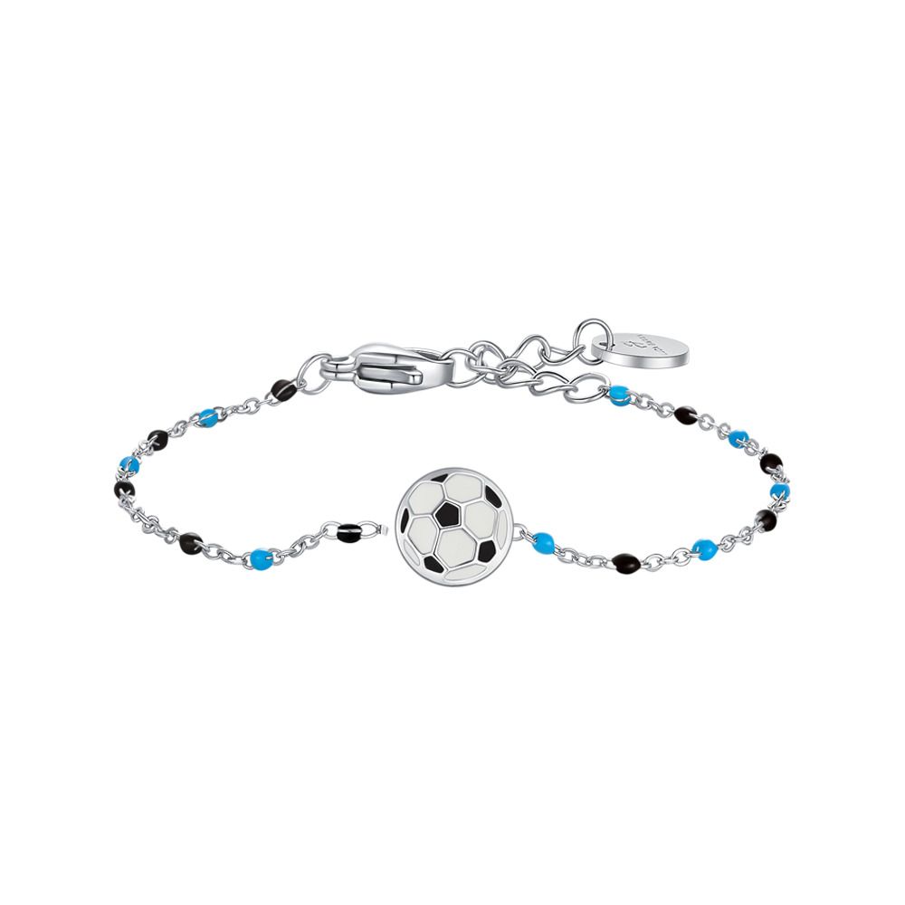 Luca Barra Bracciale Acciaio Pallone e Pietre