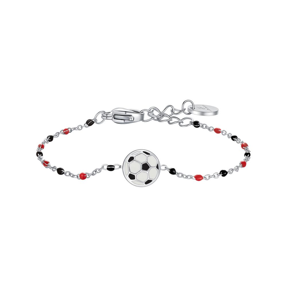 Luca Barra Bracciale Acciaio Pallone e Pietre