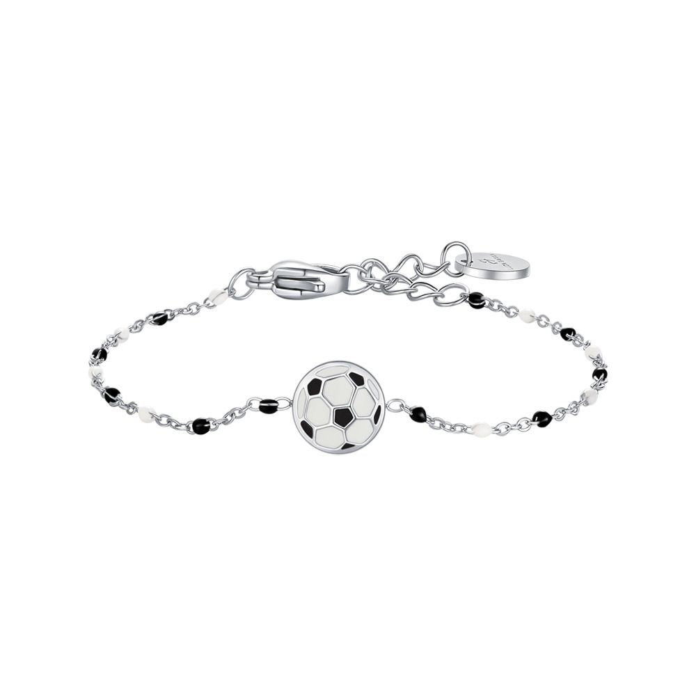 Luca Barra Bracciale Acciaio Pallone e Pietre
