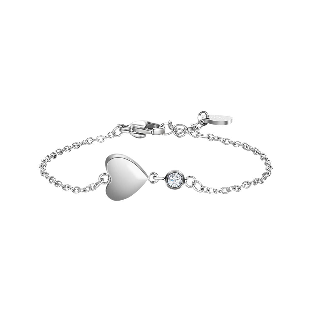 Luca Barra Bracciale Acciaio Cuore e Cristallo