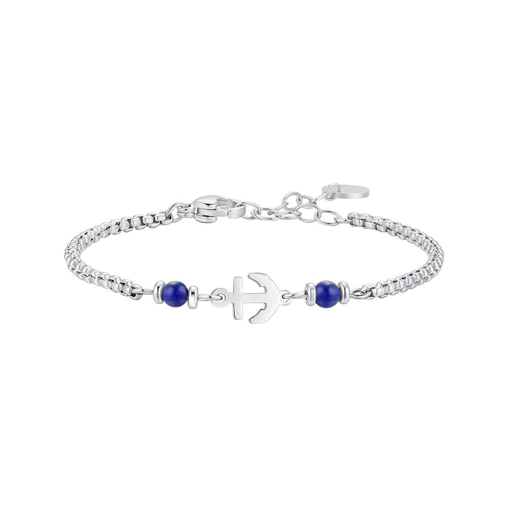 Luca Barra Bracciale Kids Acciaio Ancora e Pietre Lapis