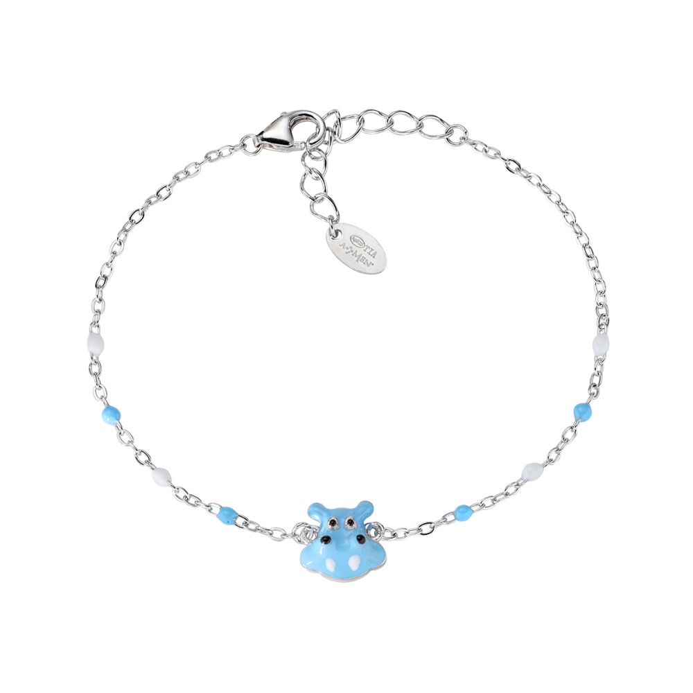 Amen Bracciale Junior Argento Ippopotamo con Smalti