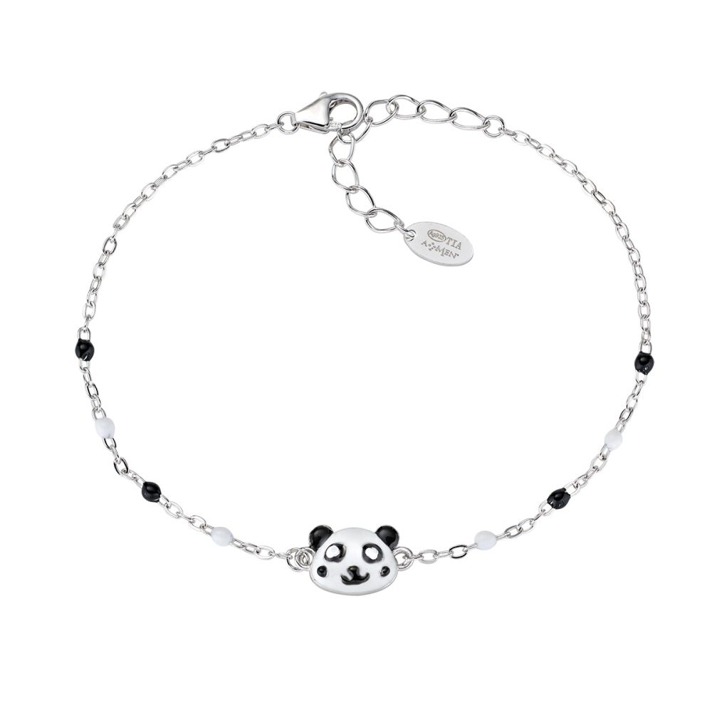 Amen Bracciale Junior Argento Panda con Smalti