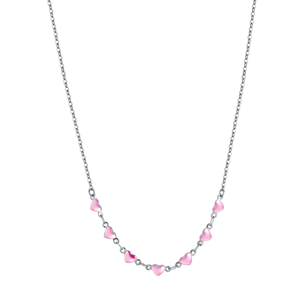 Luca Barra Collana Kids Cuori e Smalto Rosa