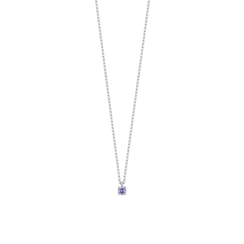 Luca Barra Collana Kids Acciaio Zircone Viola 3 mm