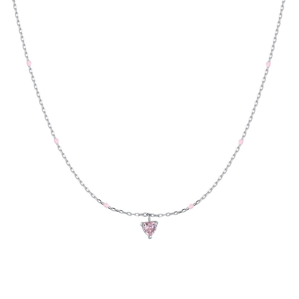 Luca Barra Collana Kids Acciaio Cuore Rosa 5 mm
