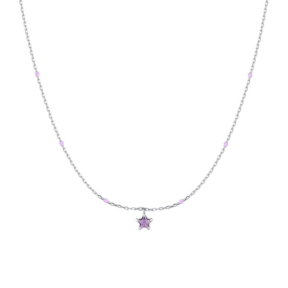 Luca Barra Collana Kids Acciaio Stella Viola 6 mm