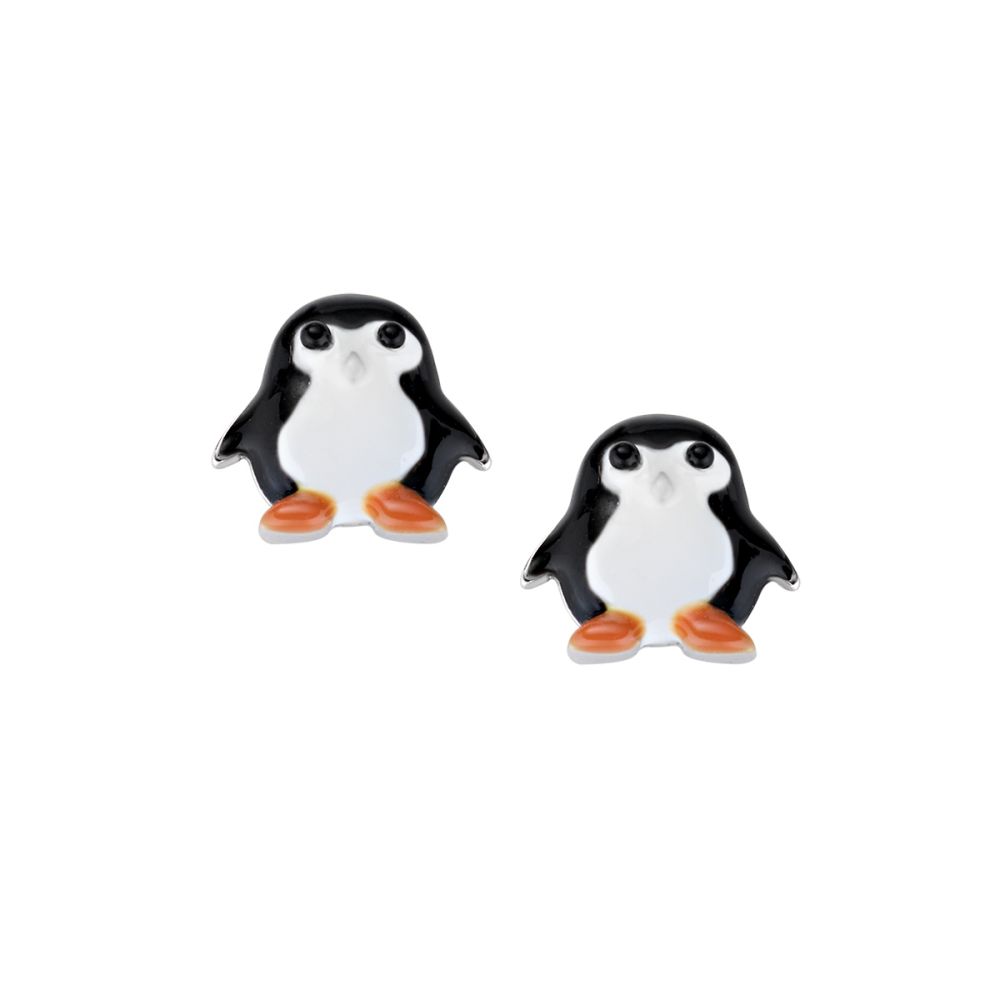 Amen Orecchini Junior Argento Pinguino con Smalti