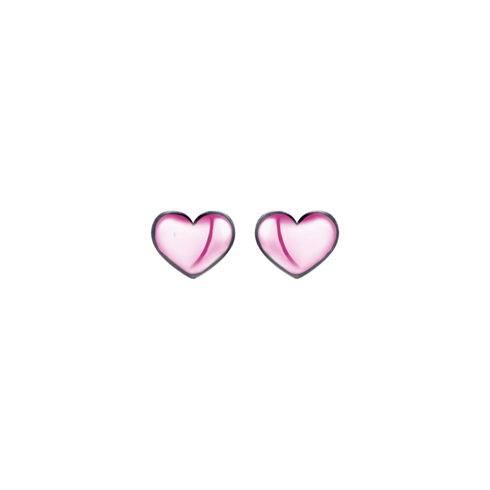 Luca Barra Orecchini Lobo Kids Cuore Smalto Rosa