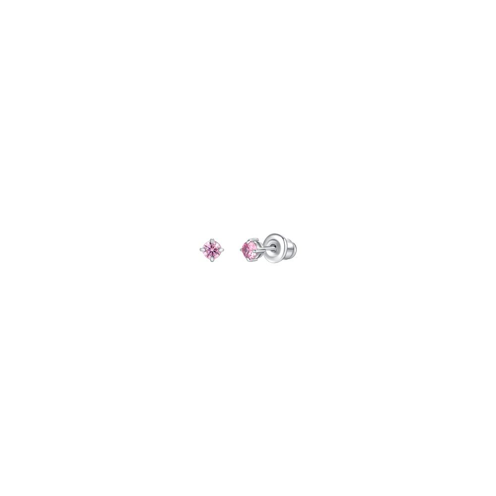 Luca Barra Orecchini Acciaio Zircone Rosa 3 mm