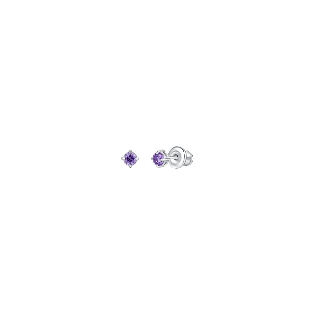 Luca Barra Orecchini Acciaio Zircone Viola 3 mm
