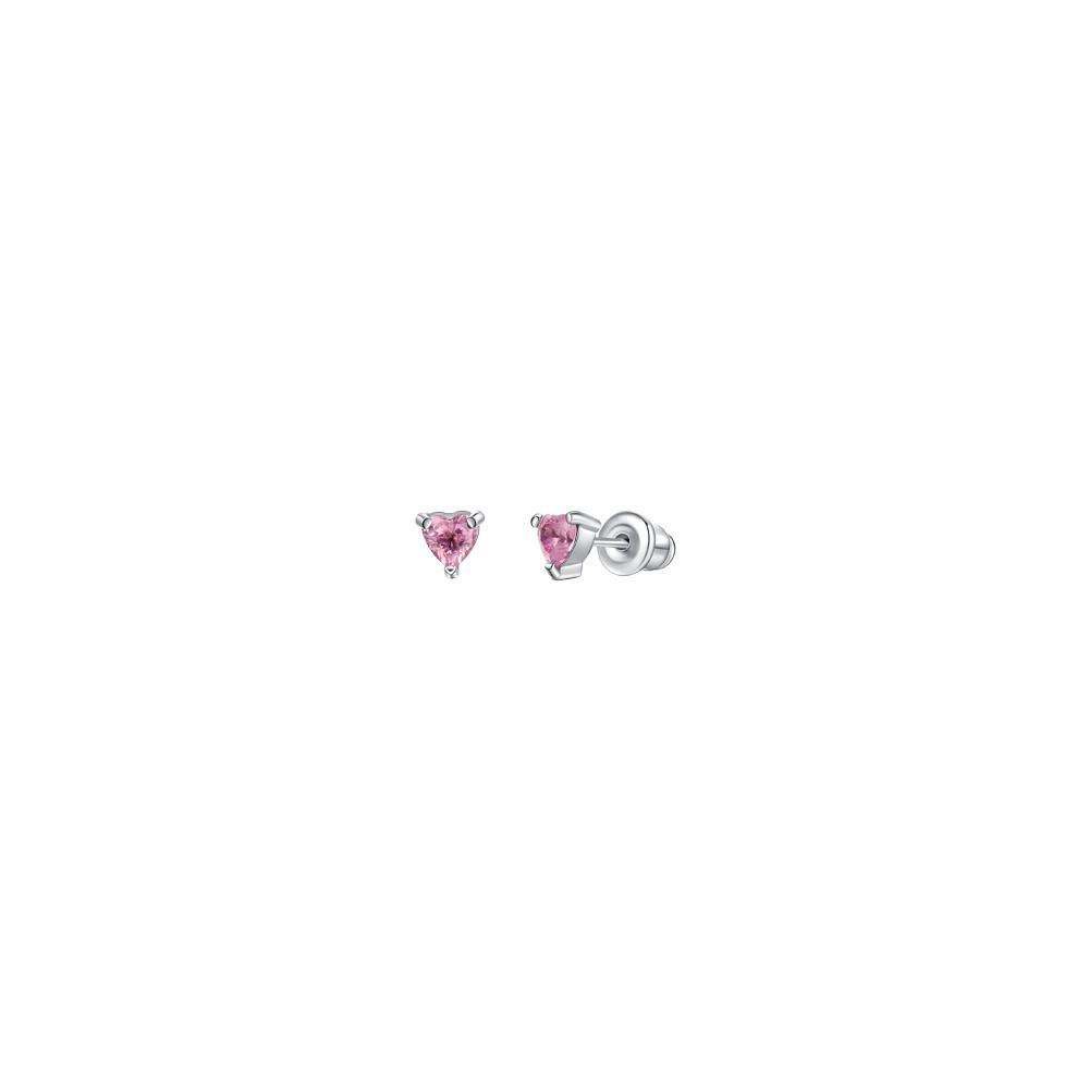 Luca Barra Orecchini Acciaio Cuore Rosa 5 mm
